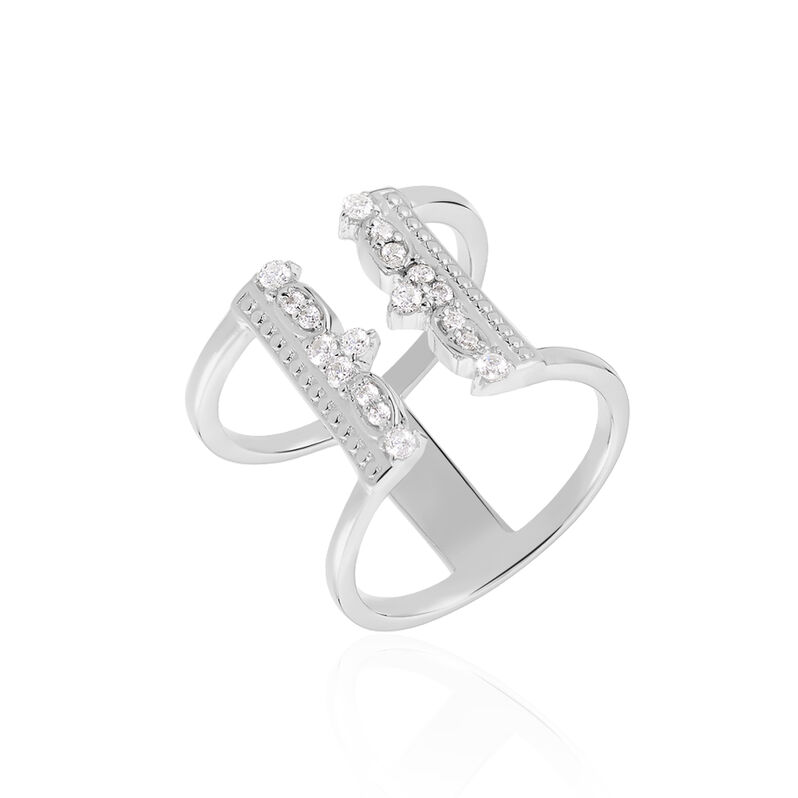 Bague Argent Rhodie Nova Ouverte Oxydes - Spannringe Damen | OROVIVO