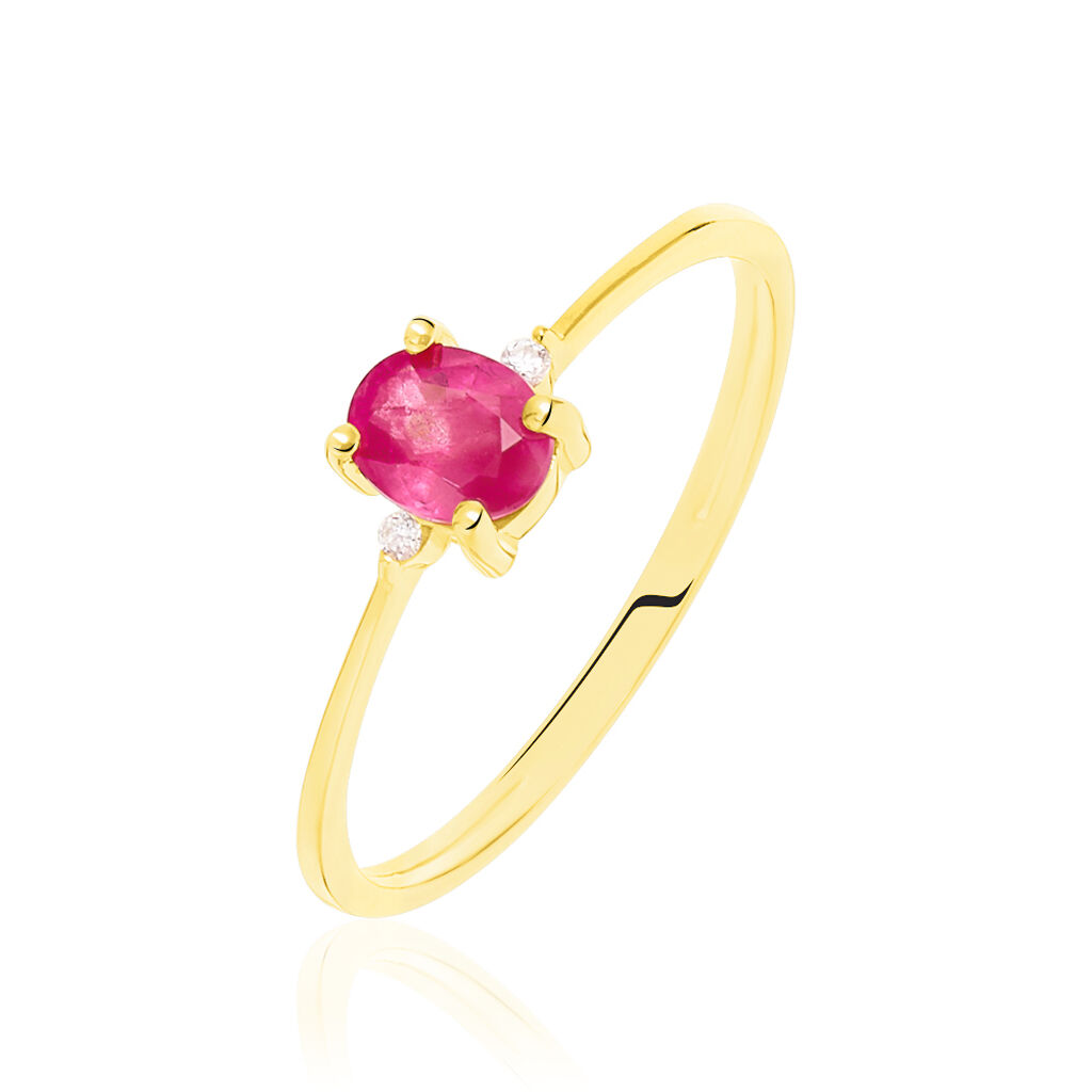 Bague Or Jaune Janah Rubis Et Diamants - Spannringe Damen | OROVIVO