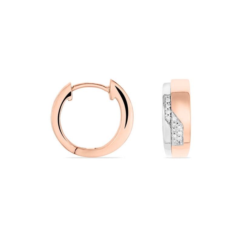 FADA Damen Creolen Gold Bicolor 375 (9 Karat) Diamant Wei&szlig; 0,04 ct - Creolen Damen | OROVIVO