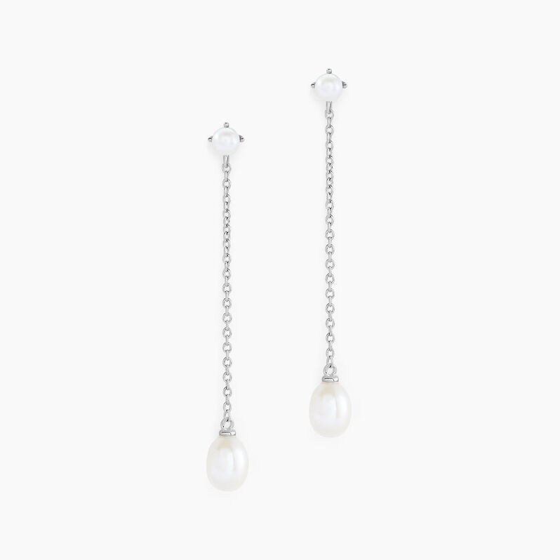 Boucles D'oreilles Pendantes Ioanne Argent Weiss Perle De Culture - Spannringe Damen | OROVIVO