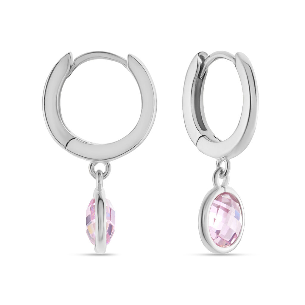 SCHARIKA Damen Creolen Silber Silber 925 Zirkonia Ros&eacute; 0,3 ct Kreis