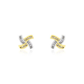 Damen Ohrstecker Gold 375 Zirkonia Bicolor - Ohrstecker Damen | OROVIVO