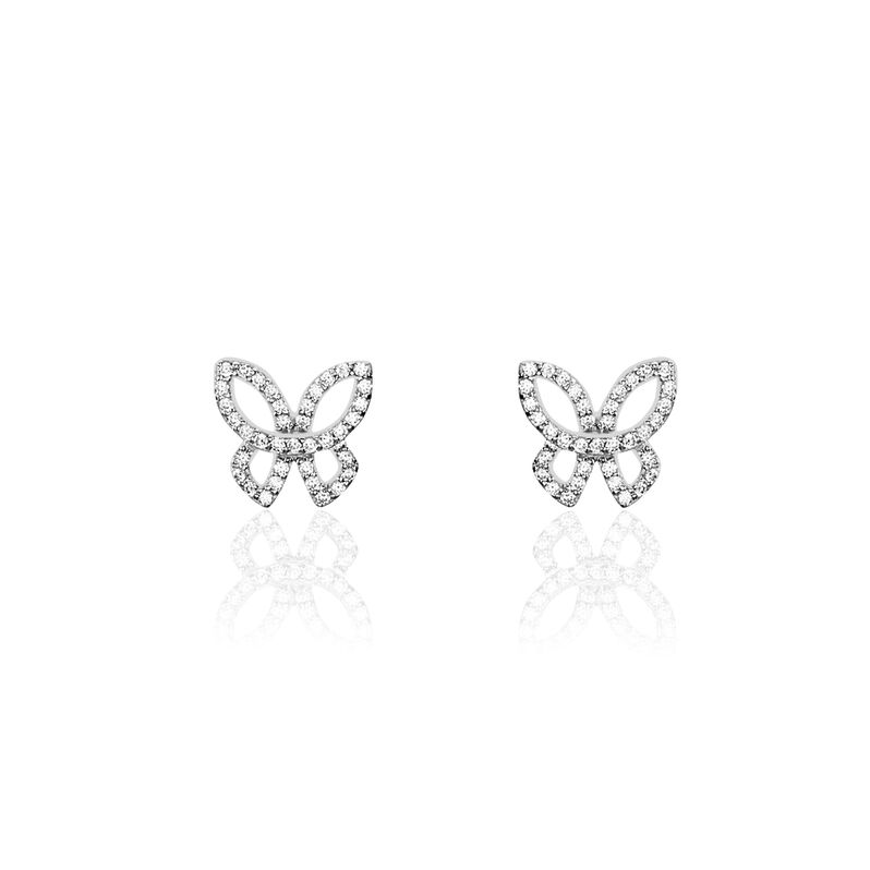 Boucles D'oreilles Puces Or Blanc Oxyde De Zirconium - Spannringe Damen | OROVIVO