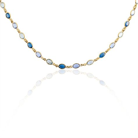 Damen Collier 18 Karat Vergoldet Multicolour Steine Blau Ilvaae - Halsketten  | OROVIVO