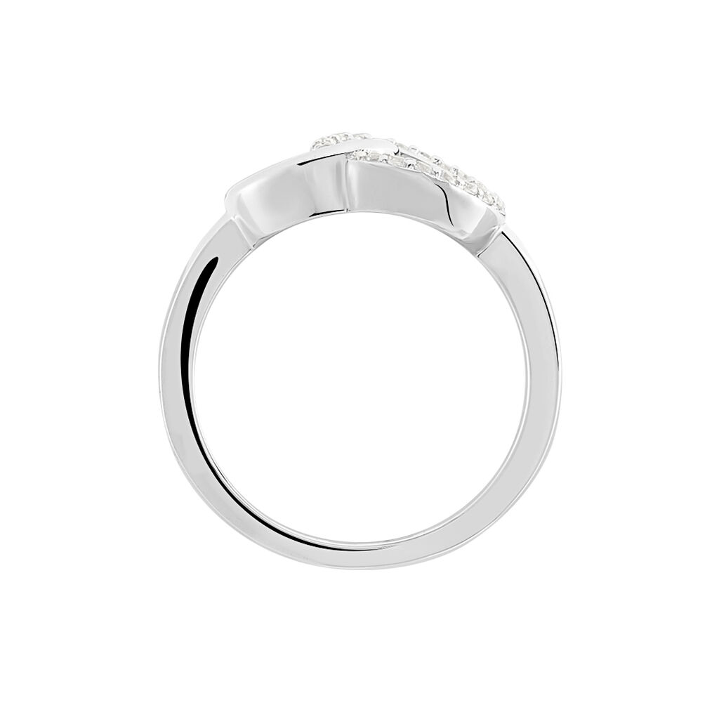 VALERIA Damen Ring Silber 925 Zirkonia Wei&szlig; Doppelkreis