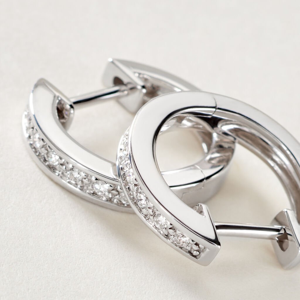 Sue Damen Creolen Wei&szlig;gold 585 (14 Karat) Diamant Wei&szlig; 0,07 ct