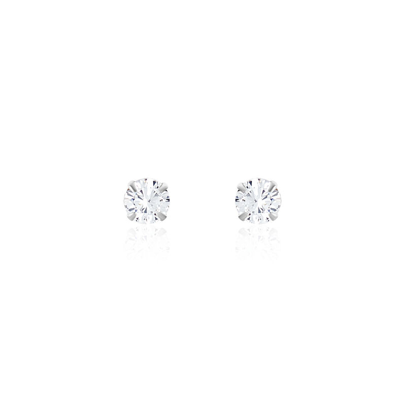 LAENA Damen Ohrstecker Silber 925 Zirkonia Wei&szlig; B 4 mm - Ohrstecker Damen | OROVIVO