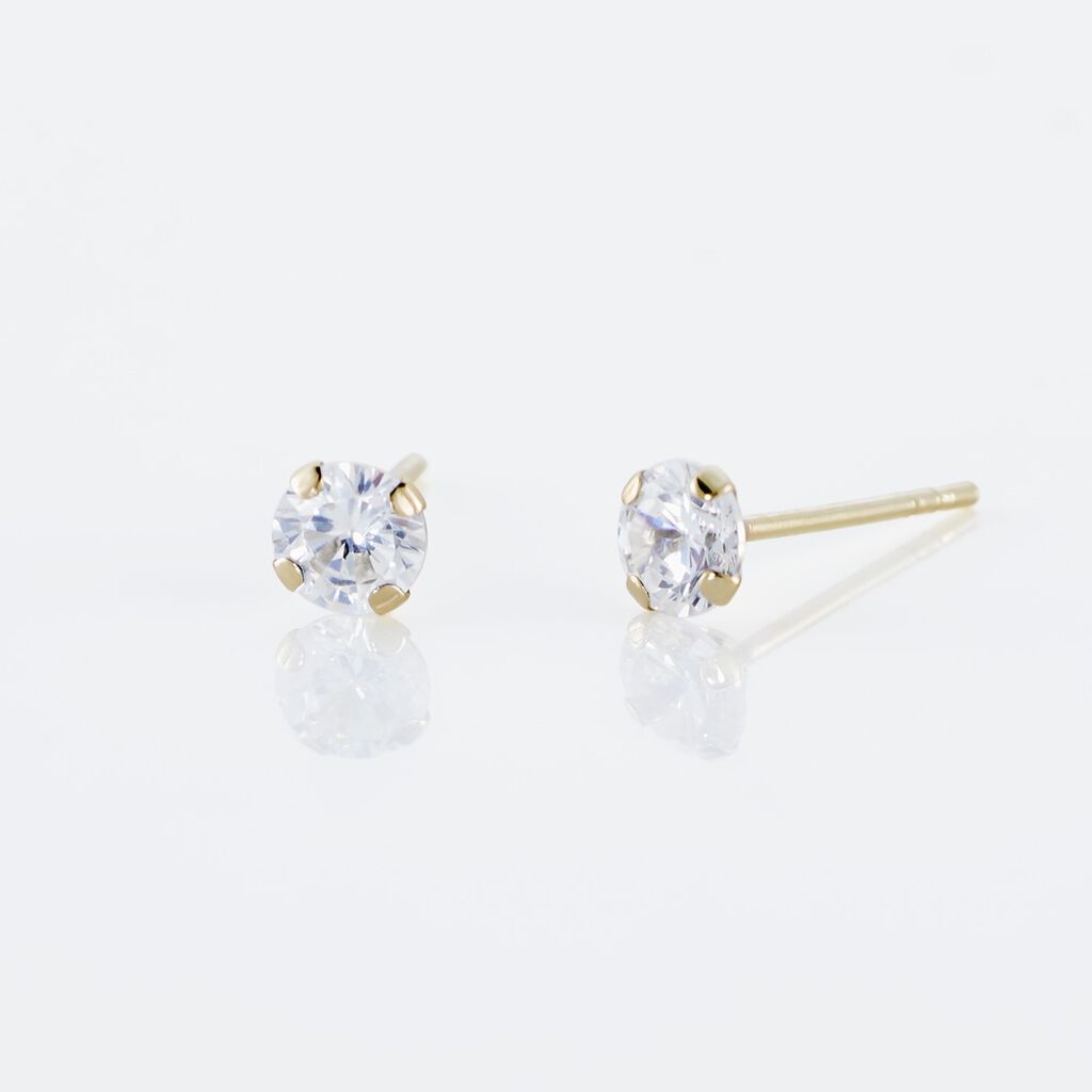 QAITLIN Damen Ohrstecker Gold 375 (9 Karat) Zirkonia Wei&szlig; 0,16 ct Kreis