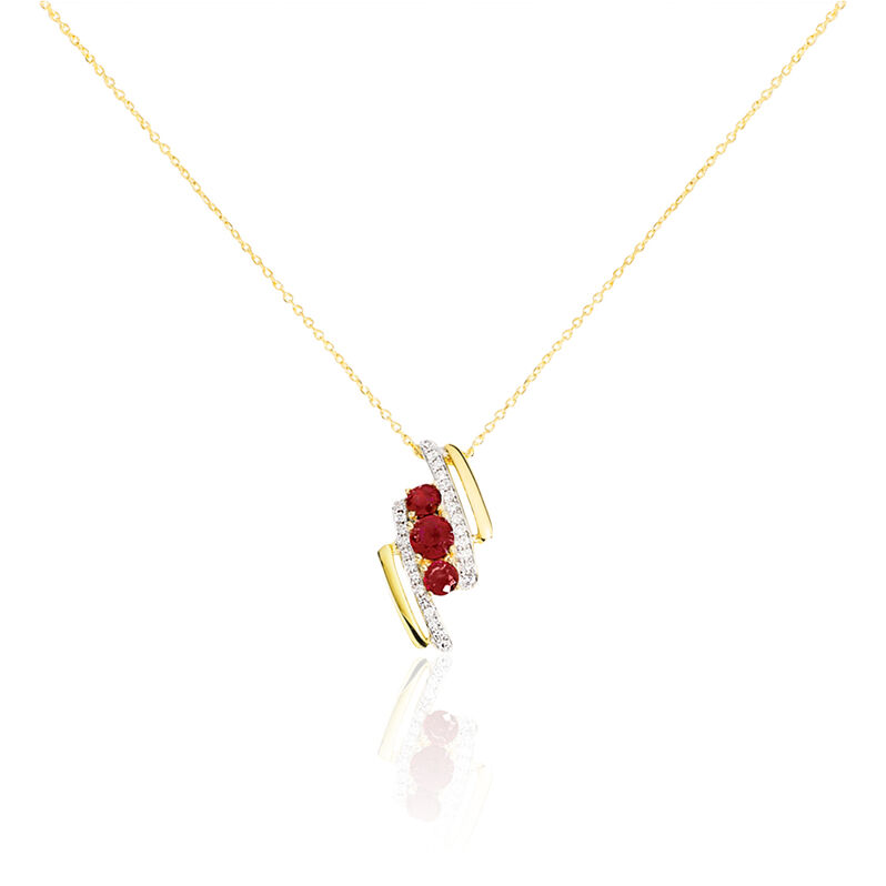Collier Or Jaune Diamant Et Rubis - Spannringe Damen | OROVIVO