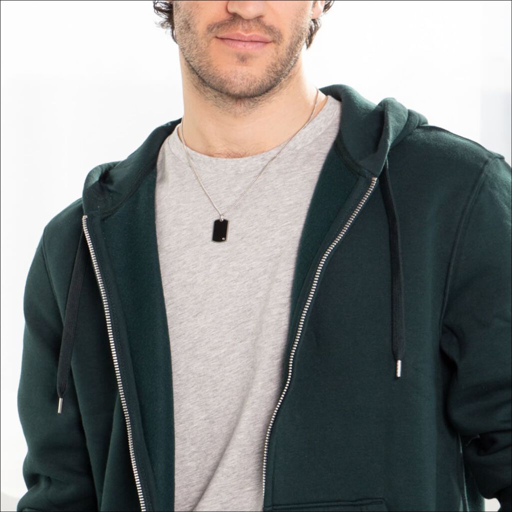 Herren Collier Silber Bicolor 925 Zirkonia Rechteckig Dogtag - Halsketten Herren | OROVIVO