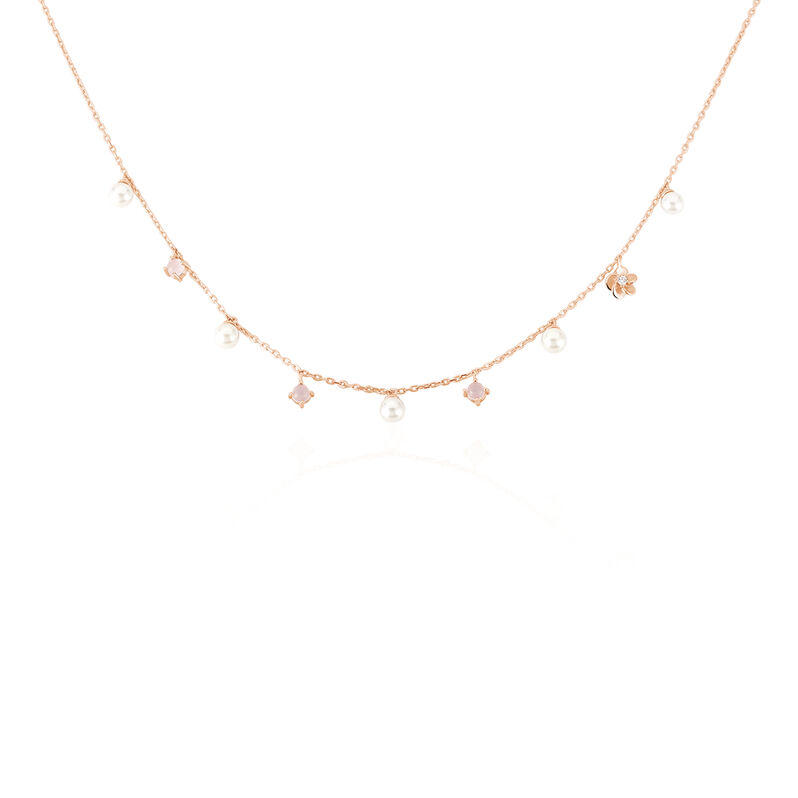 BRITTA 2 Damen Collier Silber rosevergoldet 925 Synthetische Perle Perlmutt - Halsketten Damen | OROVIVO