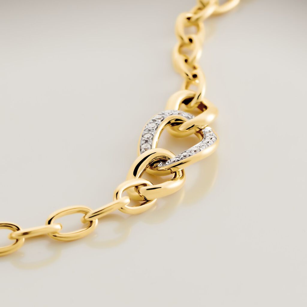 Damen Armband Gold Bicolor Gelb/Silber 375 Diamant 0,07ct Oval Pany 20cm - Armbänder mit Anhänger Damen | OROVIVO