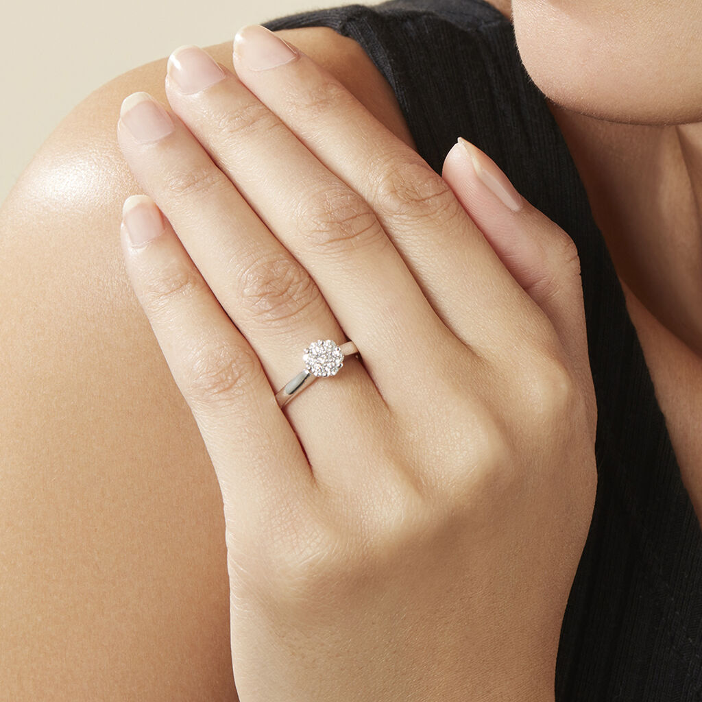 Damen Ring Weißgold 585 Rund Weiß Carocla - Verlobungsringe Damen | OROVIVO