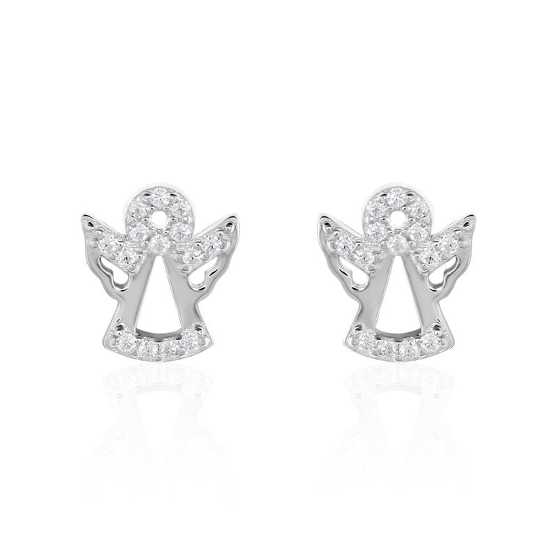 Damen Ohrstecker Silber Silber 925 Zirkonia Wei&szlig; Engel B 8 mm - Ohrstecker Damen | OROVIVO