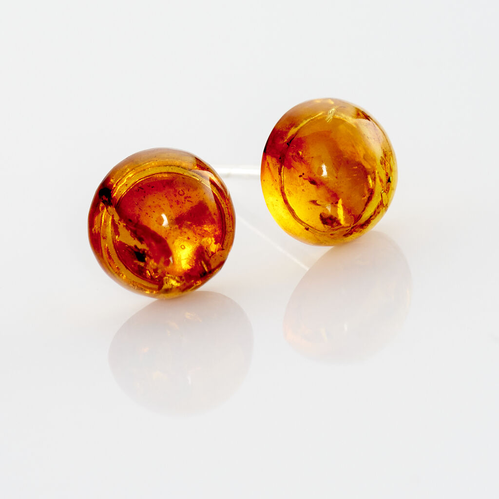 Boucles D'oreilles Puces Argent Et Ambre - Spannringe Damen | OROVIVO