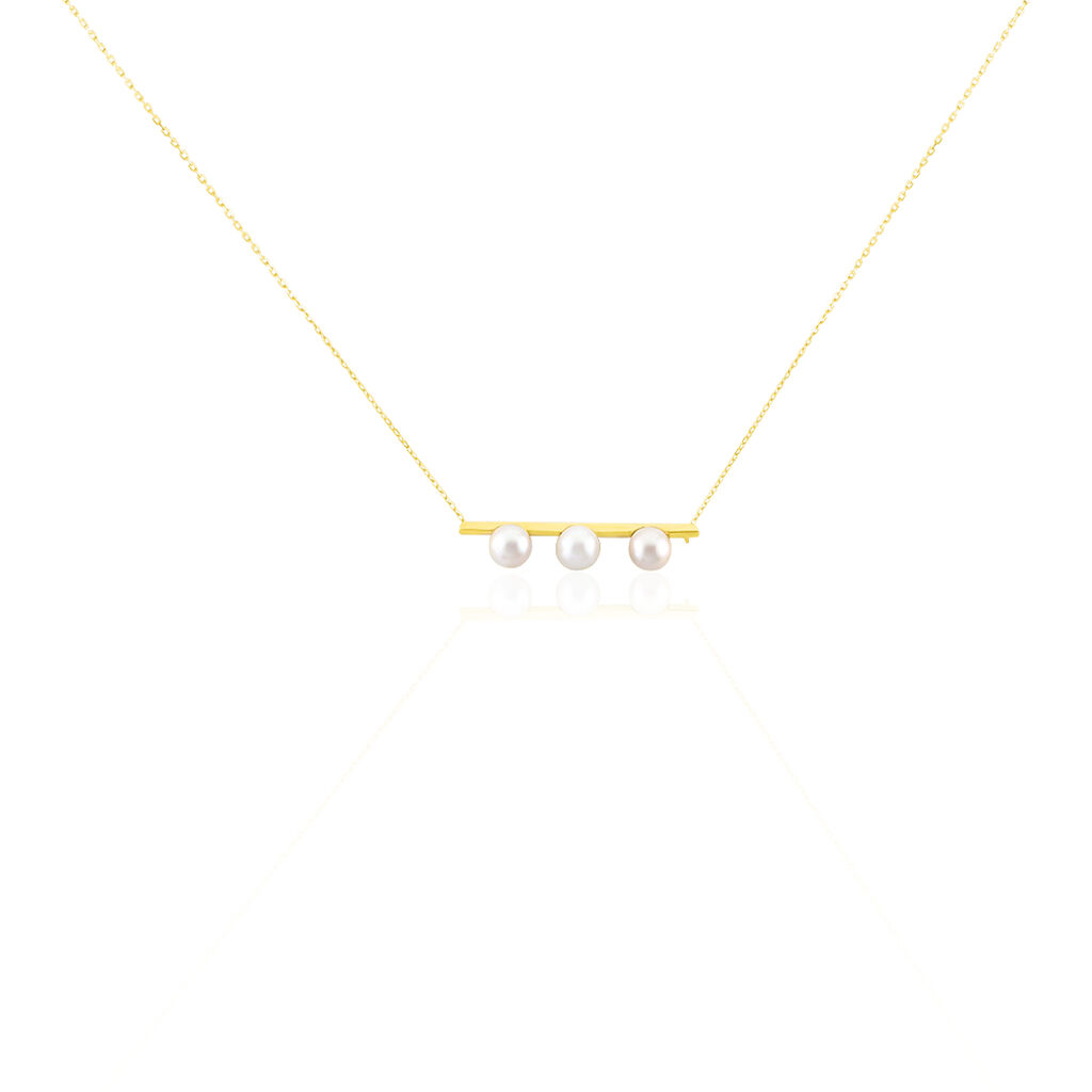 CHRISTINE Damen Collier Gold 375 (9 Karat) Zuchtperle Perlmutt Balken