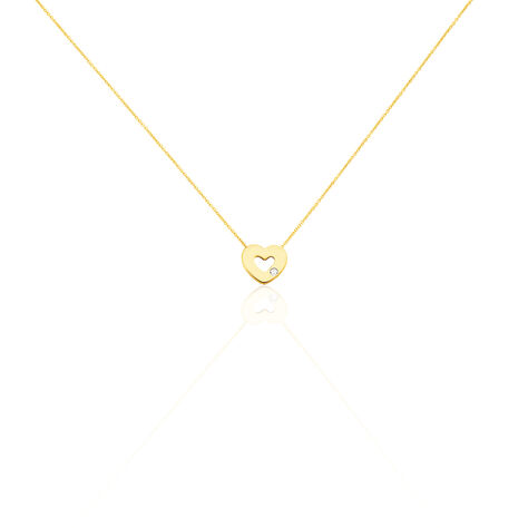 Damen Collier Gold 375 Diamant 0ct Herz Herz Fala 45cm - Halsketten Damen | OROVIVO
