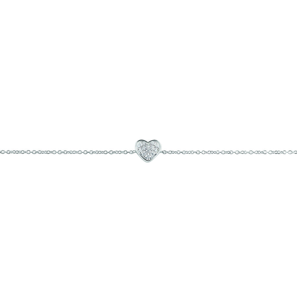 Damen Armband Weißgold 375 Diamant 0,05ct Herz Aba - Armbänder mit Anhänger Damen | OROVIVO