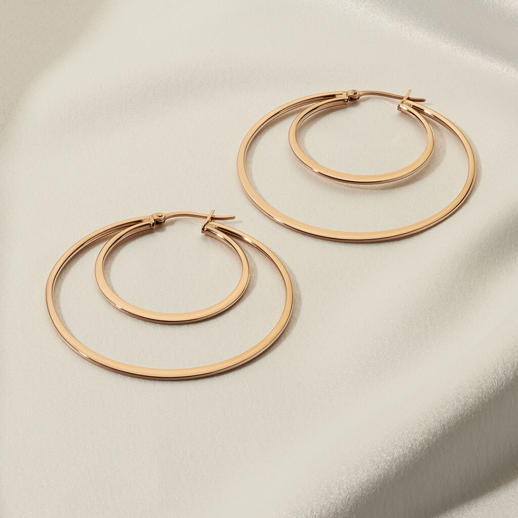 ZAGORA 1 Damen Creolen Edelstahl rosevergoldet Doppelkreis B 1,8 mm