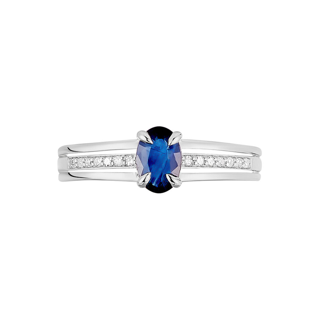 Bague Sylvestine Or Blanc Saphir Et Diamant - Spannringe Damen | OROVIVO