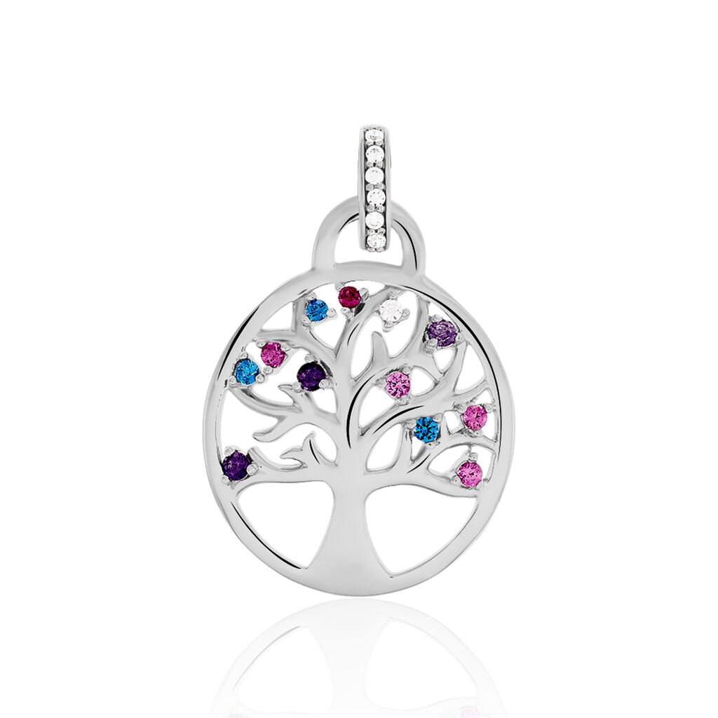 SVALA LEBENSBAUM 4 Damen Anhänger Silber 925 Zirkonia Multicolour Baum, Anhänger mit Stein