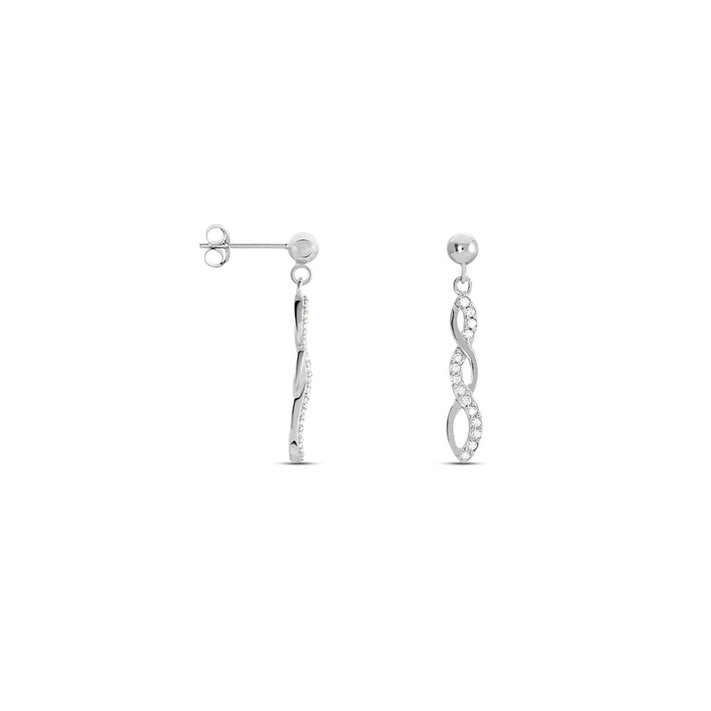 KESSY Damen Ohrringe Lang Silber 925 Zirkonia Wei&szlig;