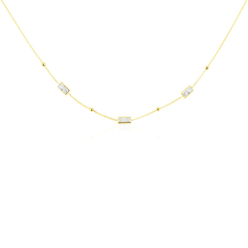 RAKI Damen Collier Gold 375 (9 Karat) Zirkonia Wei&szlig; B 0,25 mm - Halsketten Damen | OROVIVO