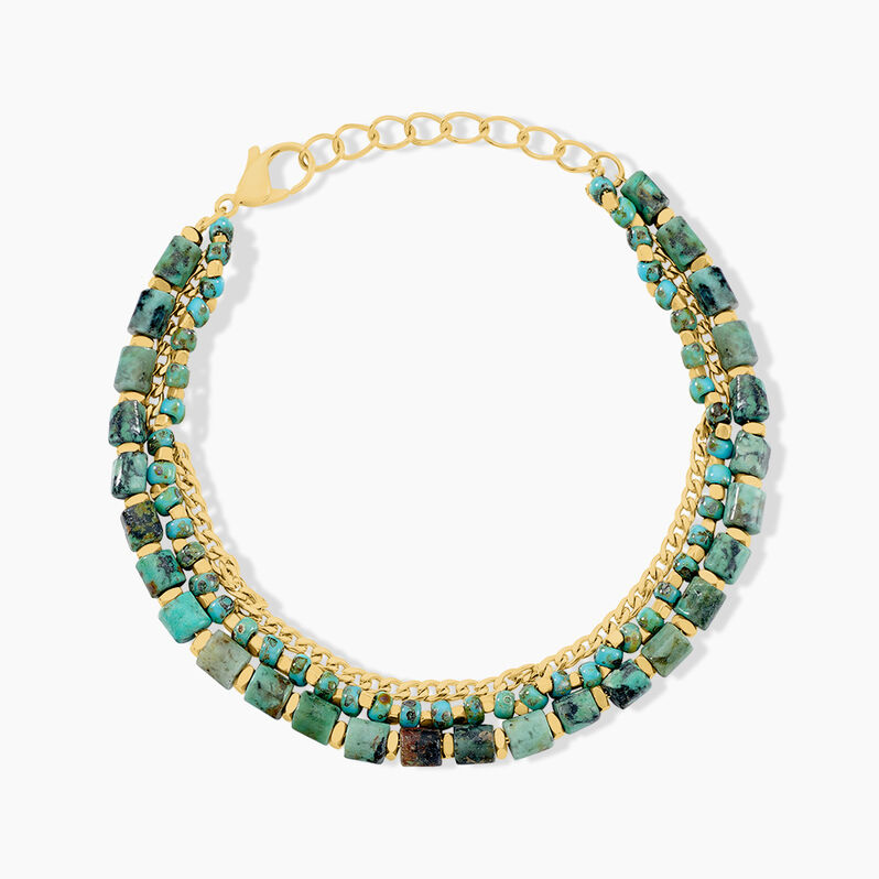 Bracelet Acier Doré Jaspe Africain - Spannringe Damen | OROVIVO
