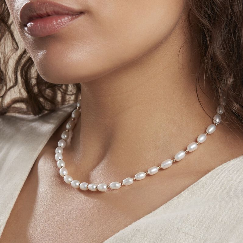 Collier Marame Or Jaune Perle De Culture - Spannringe Damen | OROVIVO