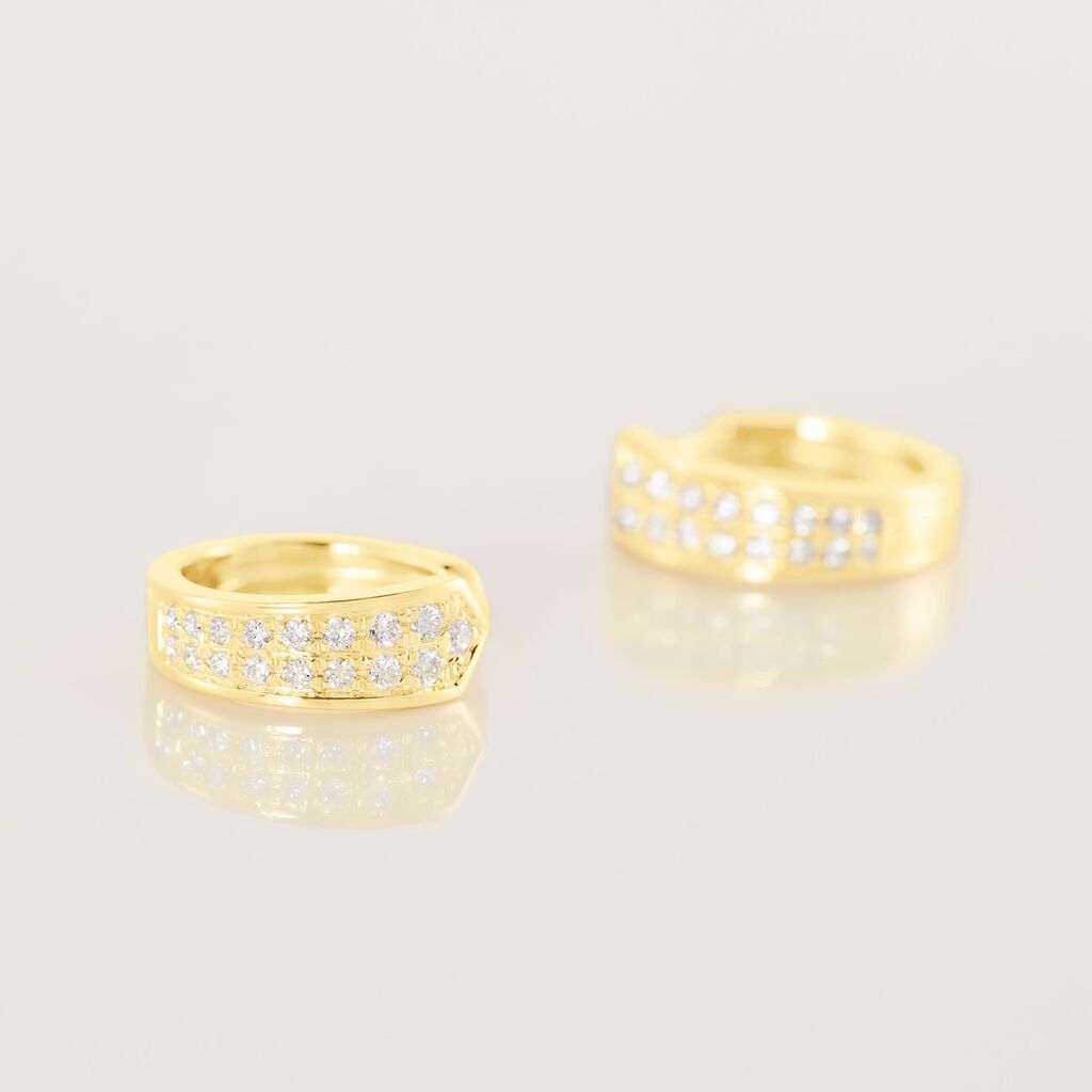 Emily Damen Creolen Gold 585 (14 Karat) Diamant Wei&szlig; 0,05 ct