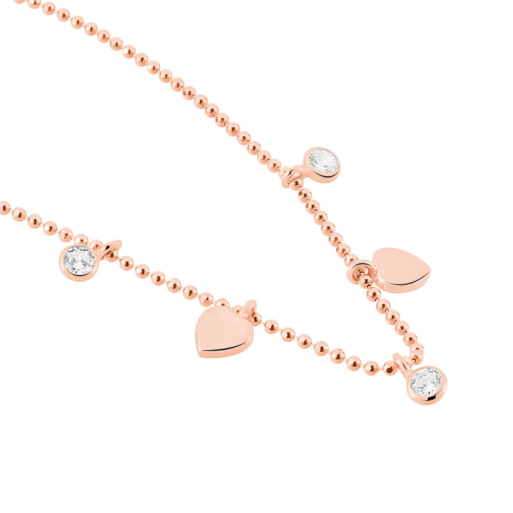 MONNIKA Kinder Collier Silber rosevergoldet 925 Zirkonia Wei&szlig; 0,18 ct Herz