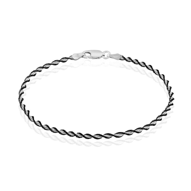 ABIE TORSADE Damen Armkette Silber Bicolor Silber/Schwarz 925 - Armketten Damen | OROVIVO