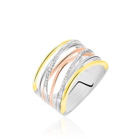 Damenring Gold 750 Tricolor Diamanten 0,13ct - Ringe mit Edelsteinen Damen | OROVIVO