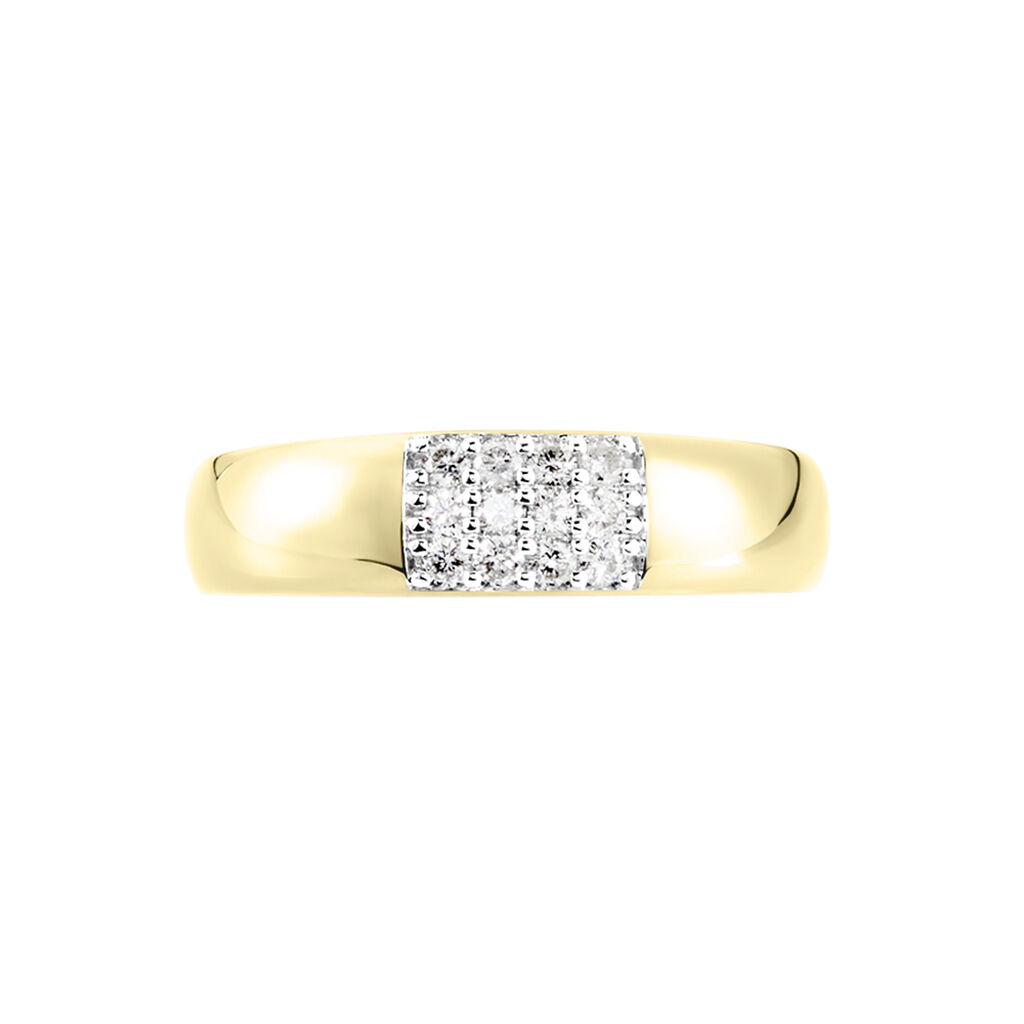 Damen Ring Gold 375 (9 Karat) Diamant Wei&szlig; 0,25 ct Rechteckig