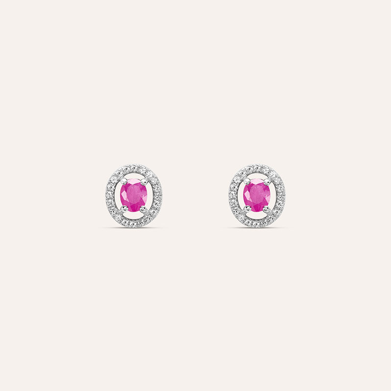 Orecchini Lobo Punto Luce Elizabeth Crown Oro Bianco Rubino Diamante - Spannringe Damen | OROVIVO