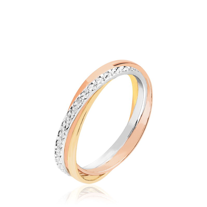 Alliance Entrelacee Diamantee Ruban Plat Or Tricolore - Spannringe Unisex | OROVIVO