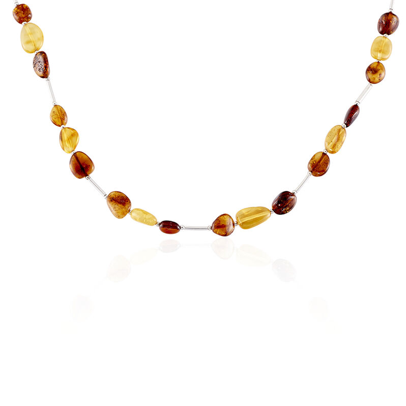 Collier Argent Blanc Ambre - Spannringe Damen | OROVIVO