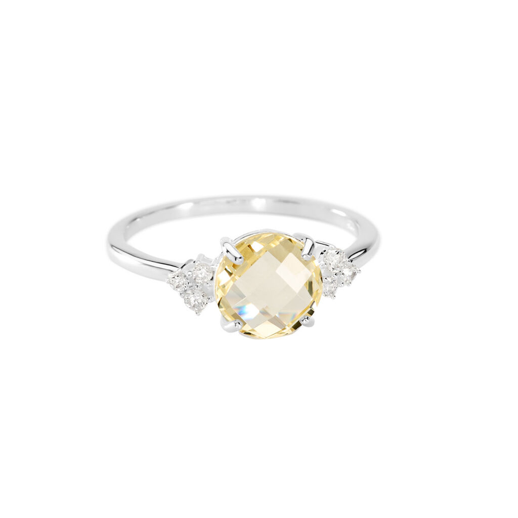 HADLEE Damen Ring Silber Silber 925 Glas Zitrone, Ring mit Stein