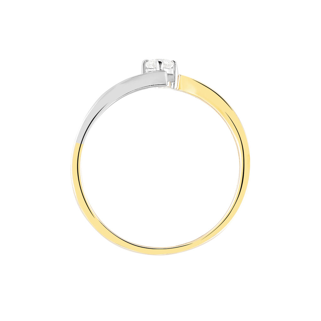 Bague Solitaire Francienne Or Bicolore Diamant - Spannringe Damen | OROVIVO
