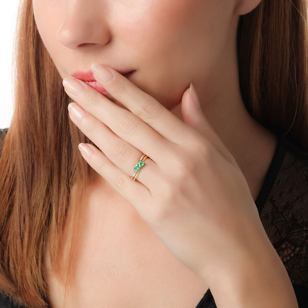 Bague Leila Or Bicolore Emeraude - Spannringe Damen | OROVIVO