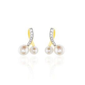 Damen Ohrstecker Gold 375 Zirkonia Zuchtperle - Ohrstecker Damen | OROVIVO