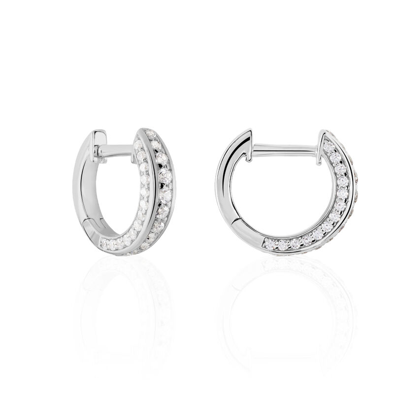 EVE 2 Damen Creolen Silber 925 Zirkonia Wei&szlig; - Creolen Damen | OROVIVO