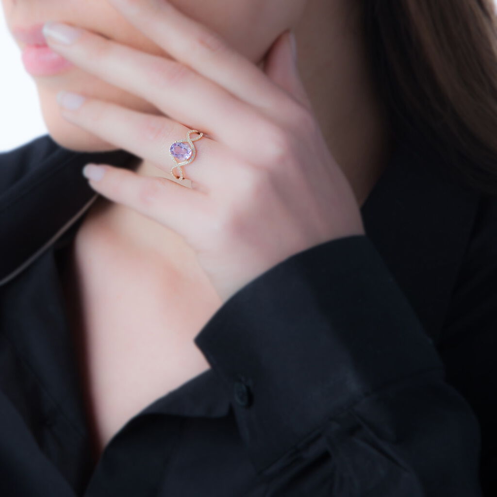 Bague Passion Or Jaune Amethyste Et Oxyde De Zirconium - Spannringe Damen | OROVIVO