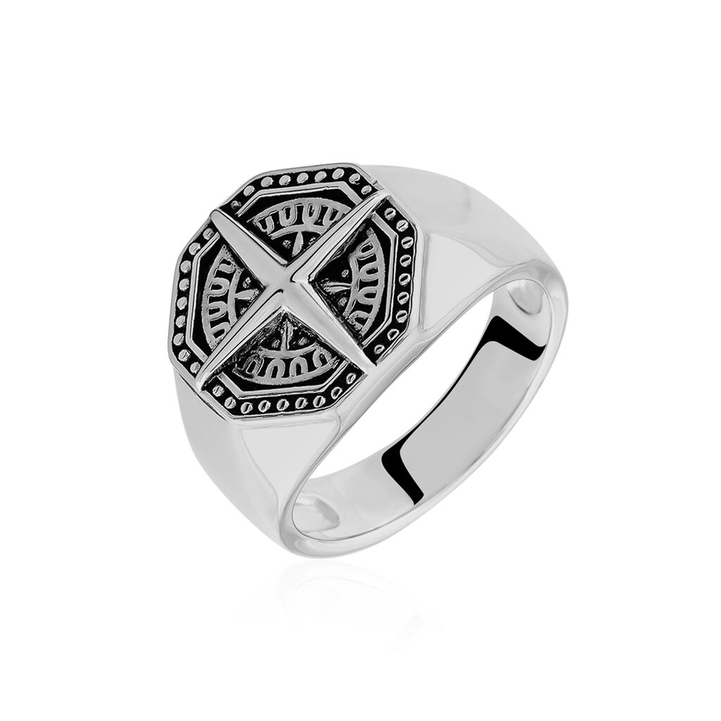 Thumbnail - KOMPASS Herren Siegelring Silber 925 Achteck B 8 mm, Siegelring ohne Stein