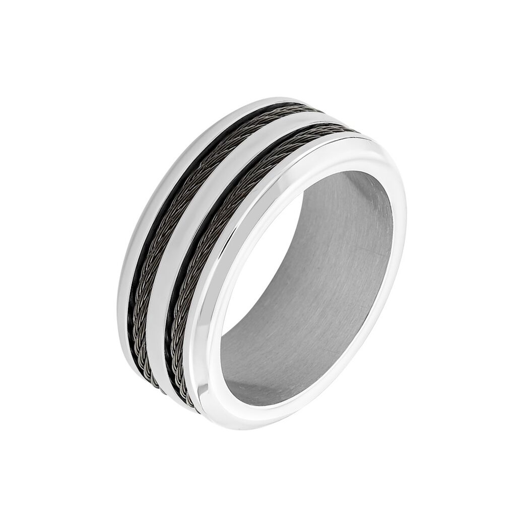 Herrenring Edelstahl Schwarz gestreift - Ringe Herren | OROVIVO