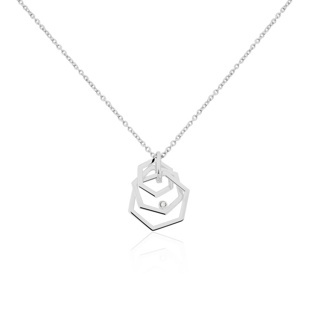 Damen Collier Silber 925 Diamant 0,01ct Hexagon Gotina - Halsketten Damen | OROVIVO
