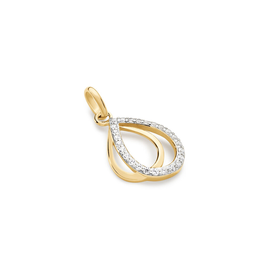 TUIZO Damen Anhänger Gold Bicolor Gold/Silber 375 (9 Karat) Andere Steine Weiß Tropfen, Anhänger mit Stein