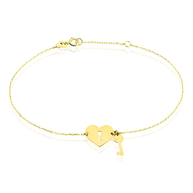 Bracelet Or Jaune Cœur Et Clef - Spannringe Damen | OROVIVO