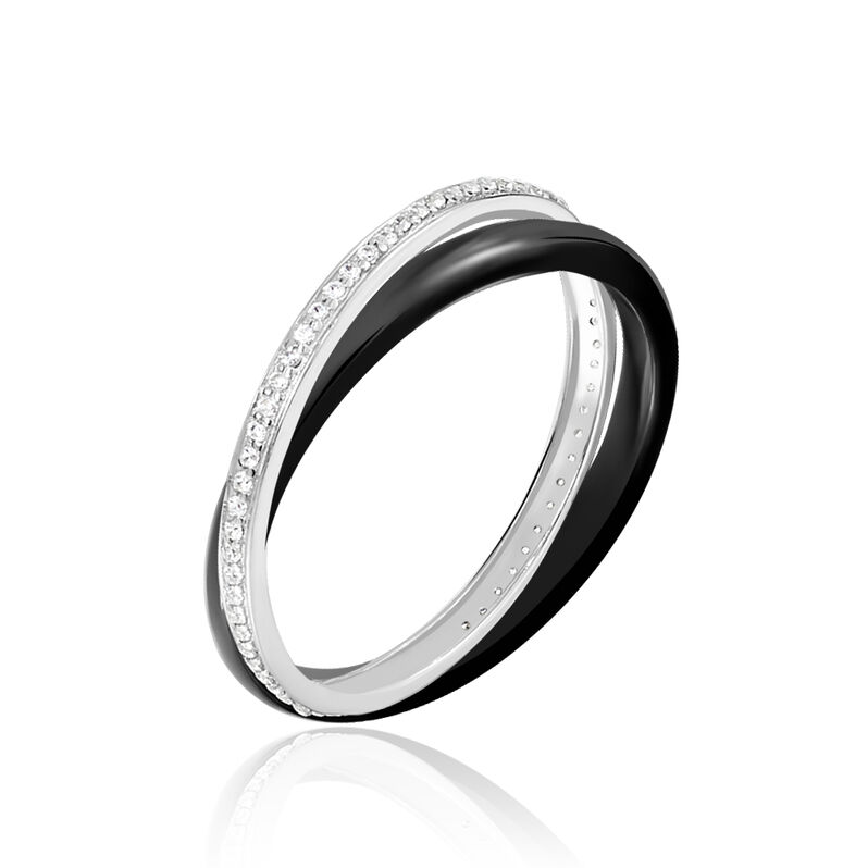 Bague Annonciata Or Blanc Céramique Et Oxyde De Zirconium - Spannringe Damen | OROVIVO