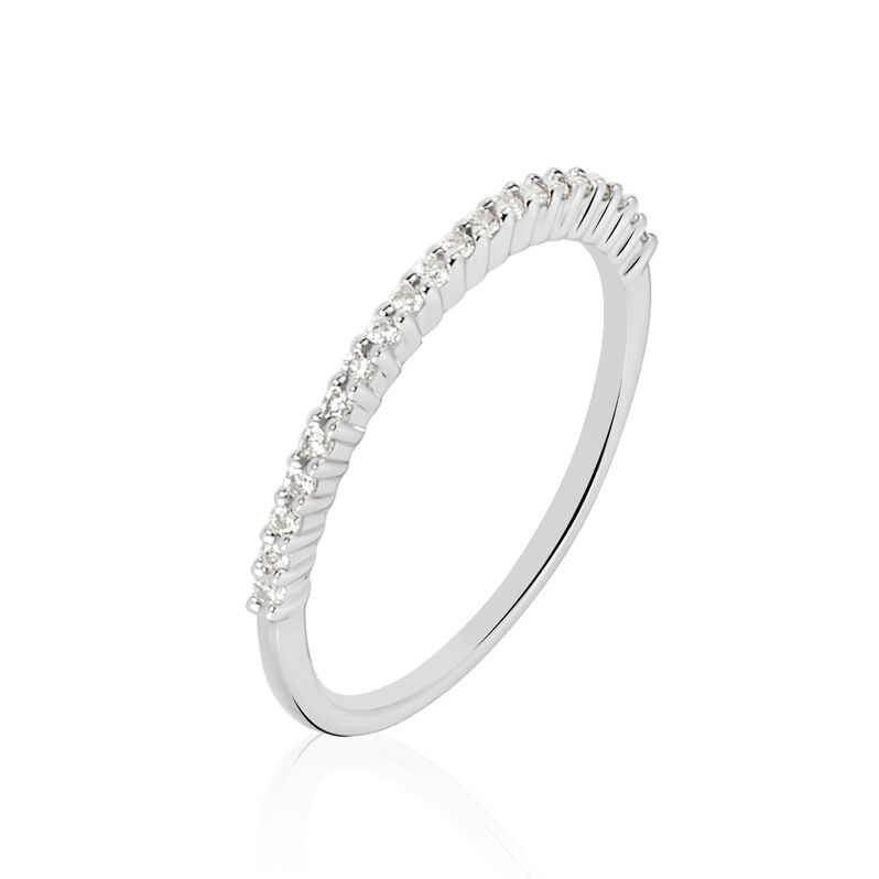 Damen Ring Weißgold 375 Zirkonia Memo Flach  - Eheringe mit Stein Damen | OROVIVO